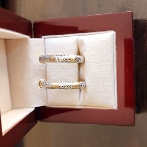 Lovely Two-Tone Half Hoop Earrings